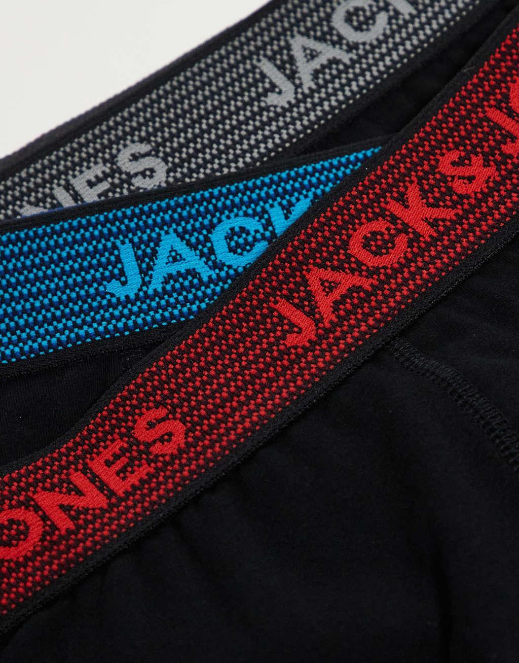 Jack & Jones 3 pack trunks in black with contrast waistband Product Image