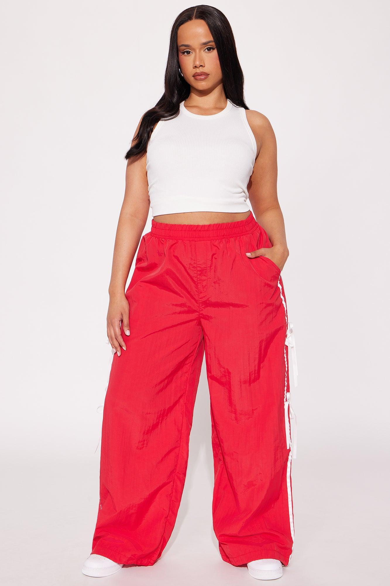 Cindy Windbreaker Track Pant - Red Product Image