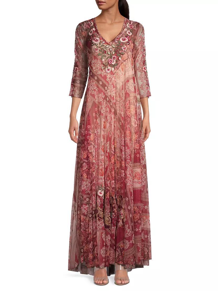 Cardinal Embroidered Mesh Maxi Dress Product Image