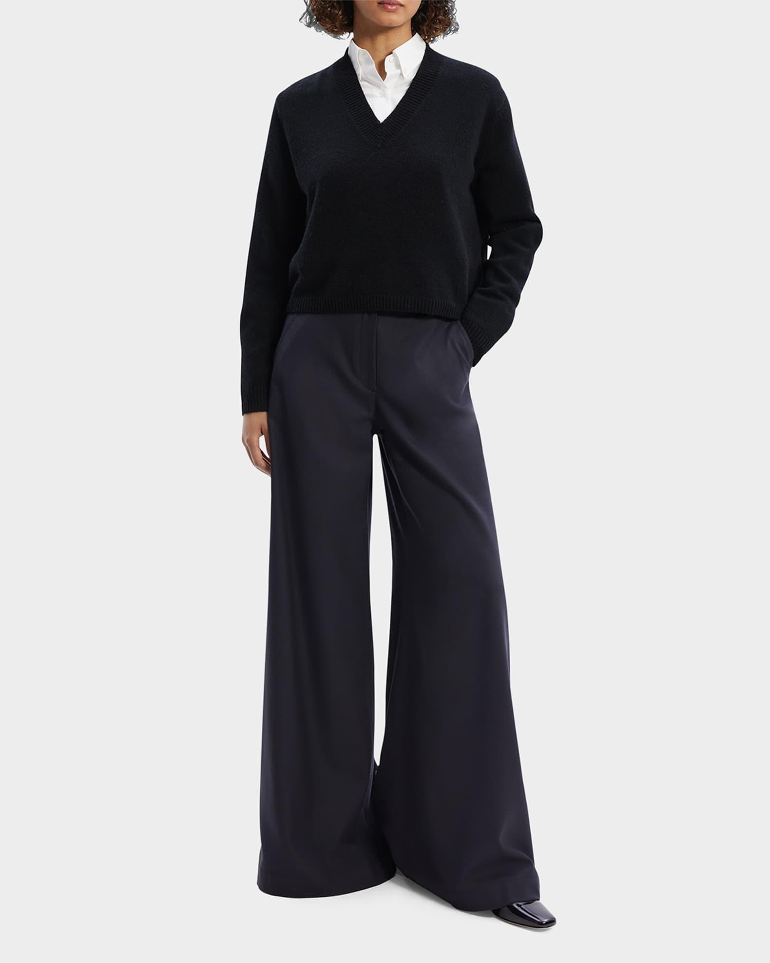 Cashmere Cropped V-Neck Pullover Sweater Product Image