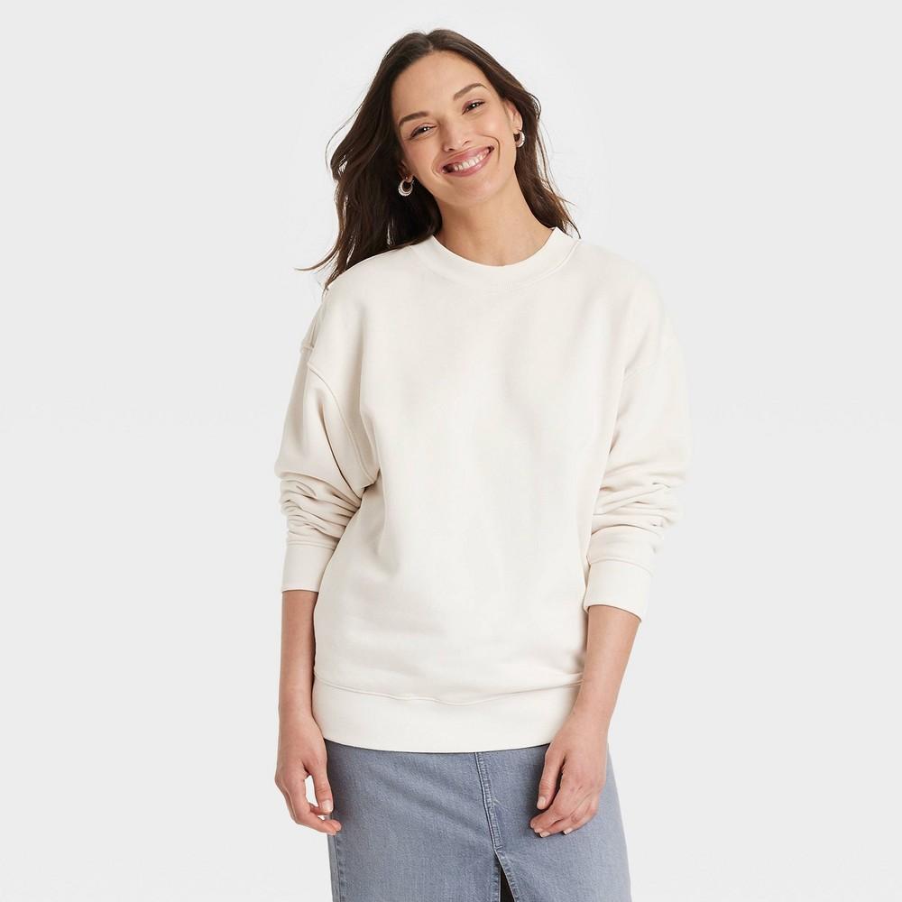 Womens Leisure Studio Oversized Pullover Sweatshirt - Universal Thread Cream XL Product Image