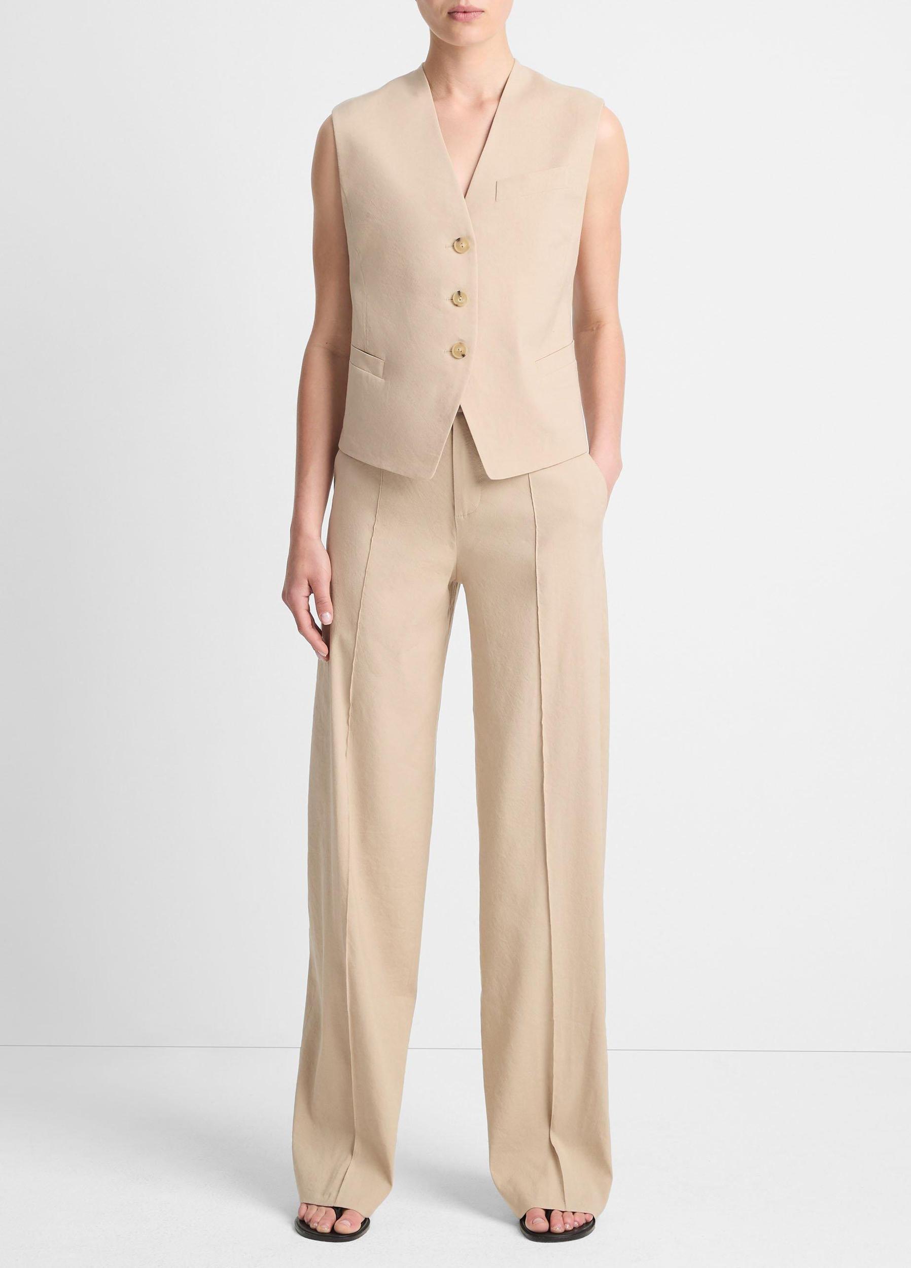 Linen-Blend High-Waist Wide-Leg Pant Product Image