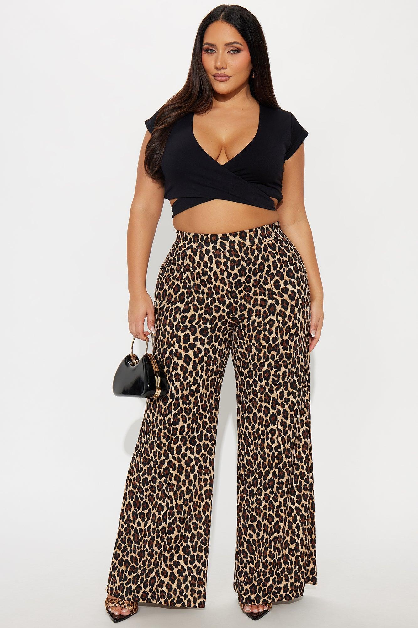 On The Hunt Wide Leg Leopard Trouser Pant - Leopard Female Product Image