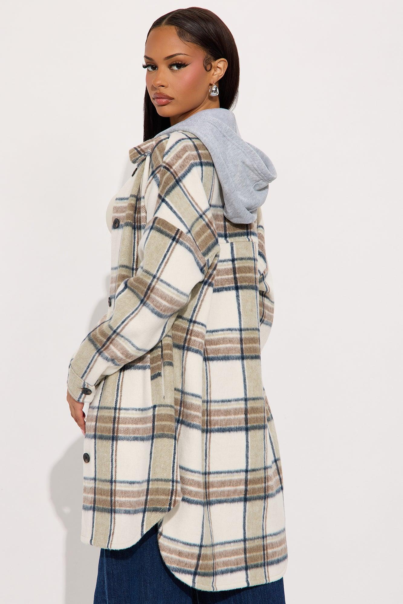 Cabin Trip Plaid Shacket - Taupe/combo Female Product Image