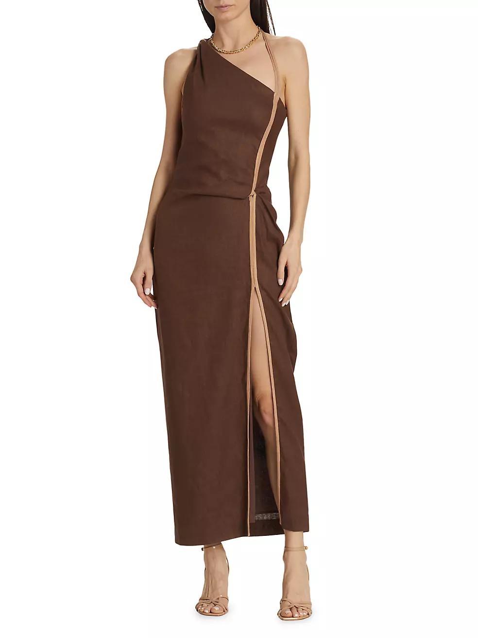 Affogato Linen One-Shoulder Maxi-Dress Product Image