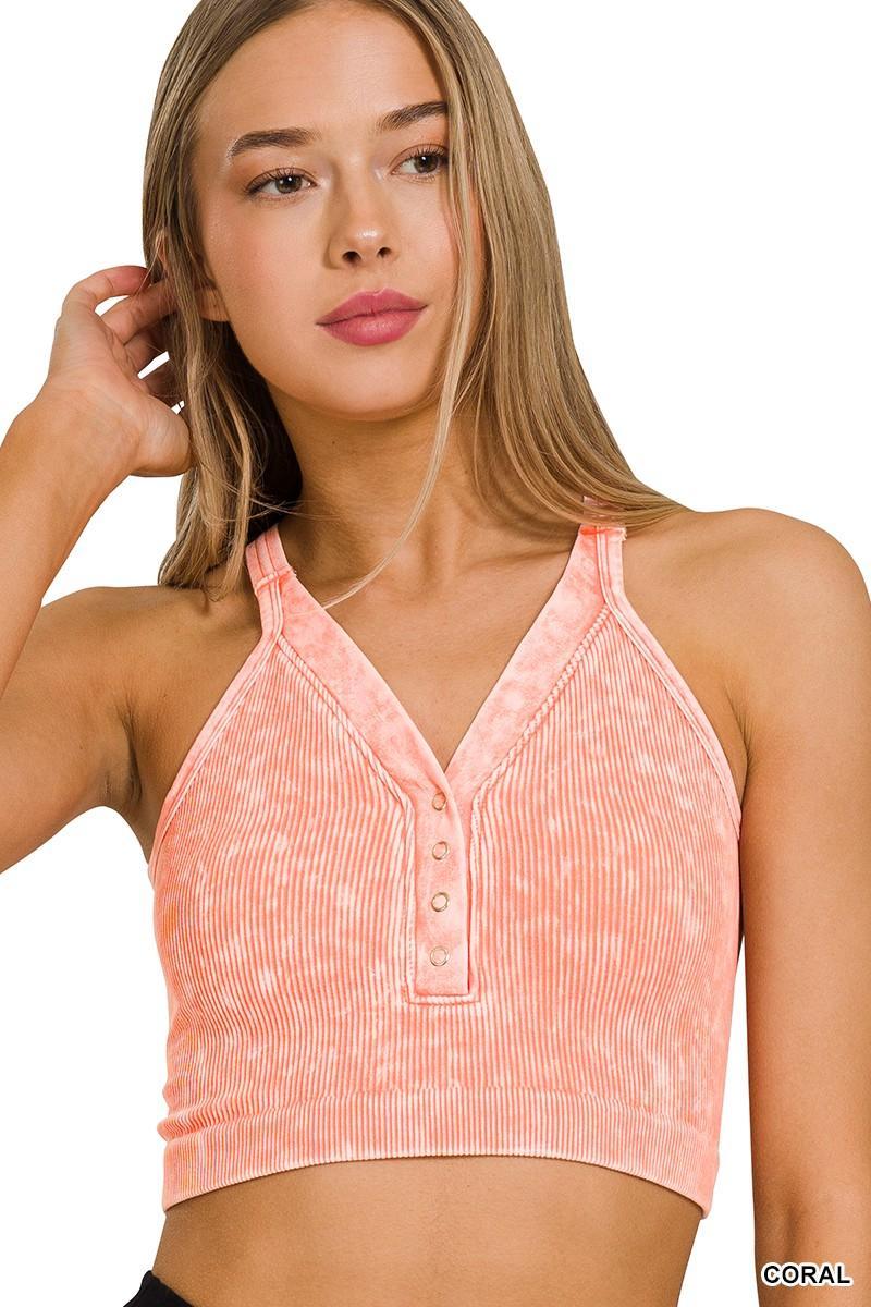 Mineral Button V Neck Crop Tank Product Image