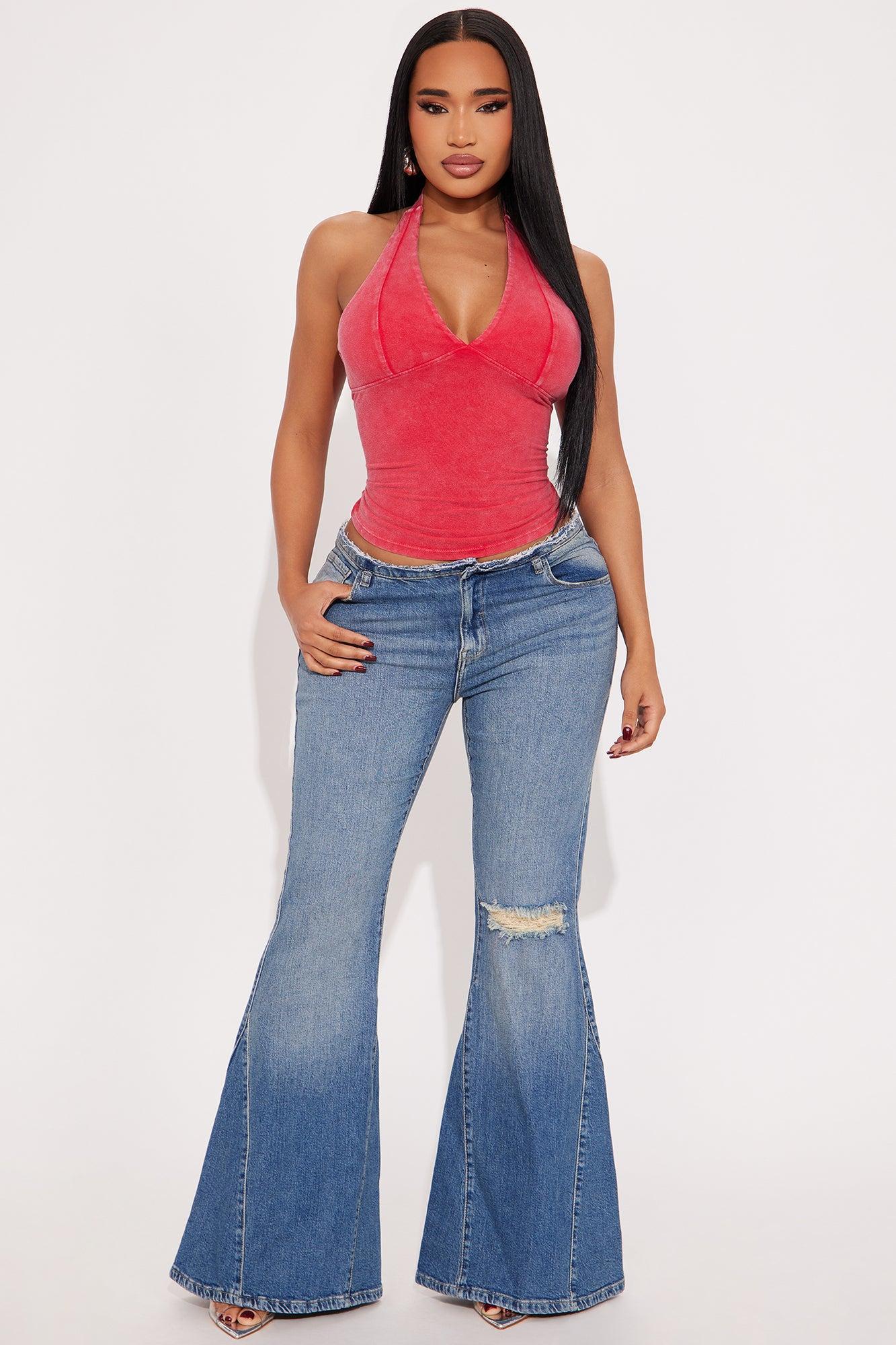 The Washed Halter Top - Red Product Image