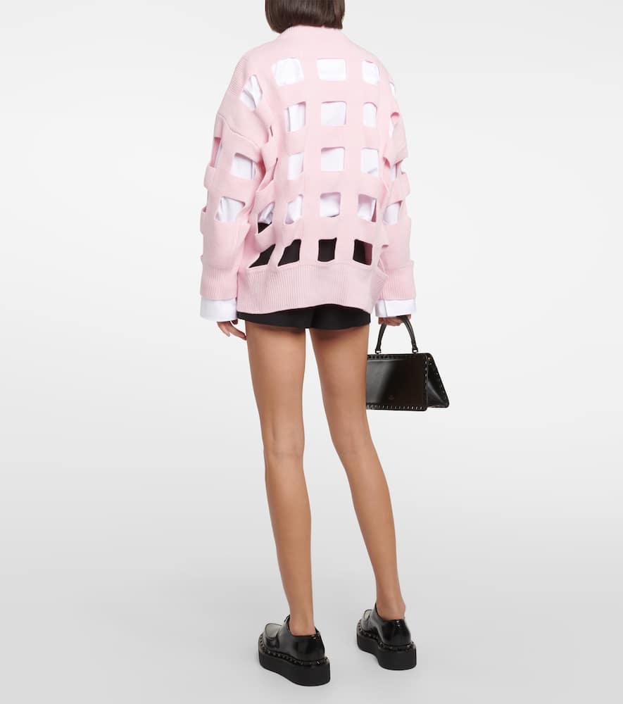 VALENTINO Cutout Wool Sweater In Pink Product Image