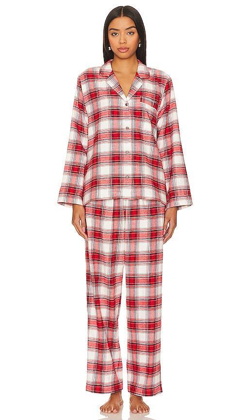 Eberjey Flannel Long PJ Set (Tartan Plaid Forest Green) Women's Pajama Sets Product Image