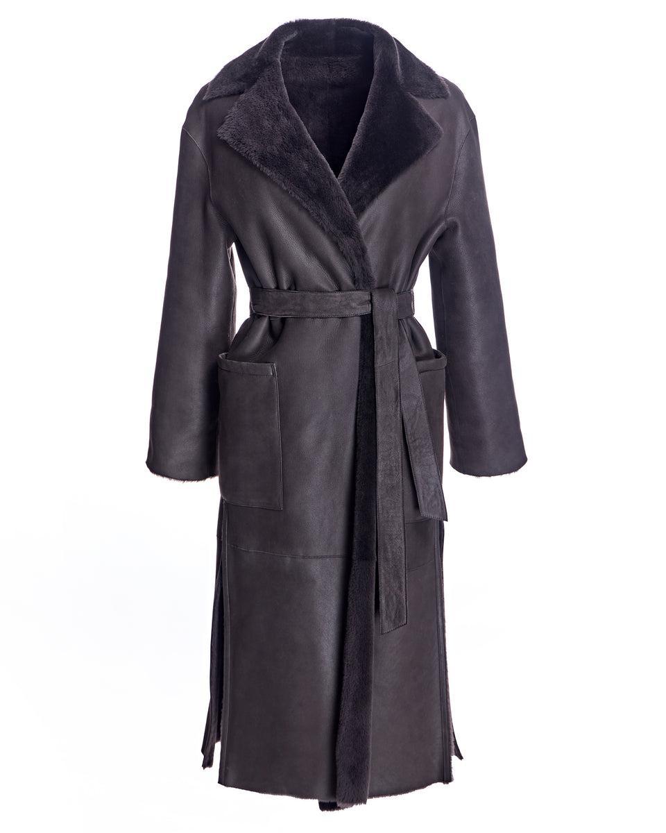 Belted Shearling Lamb Coat Product Image