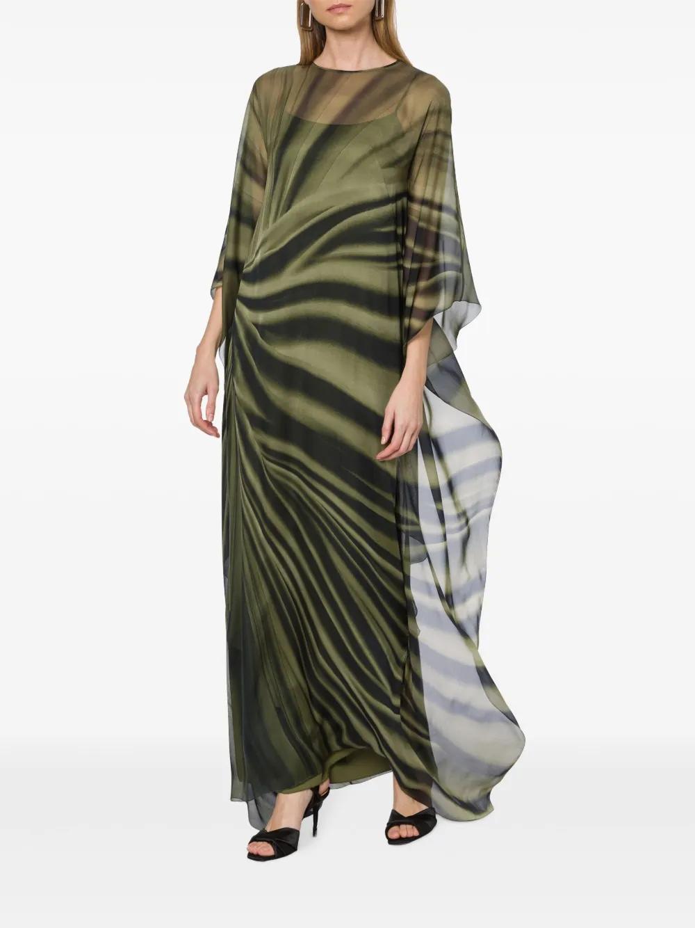 ALBERTA FERRETTI Womens Fantasy Green Abstract-print Chiffon-texture Relaxed-fit Silk Maxi Dress Product Image