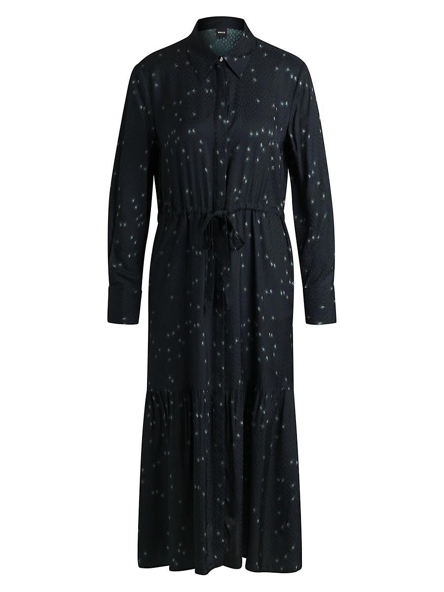 Womens Dress with Dot Jacquard and Print Product Image