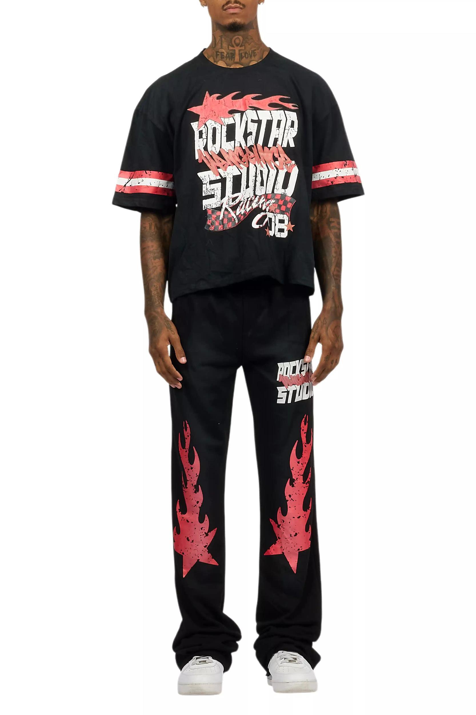 Garo Black T-Shirt/Baggy Stacked Track Set Male Product Image