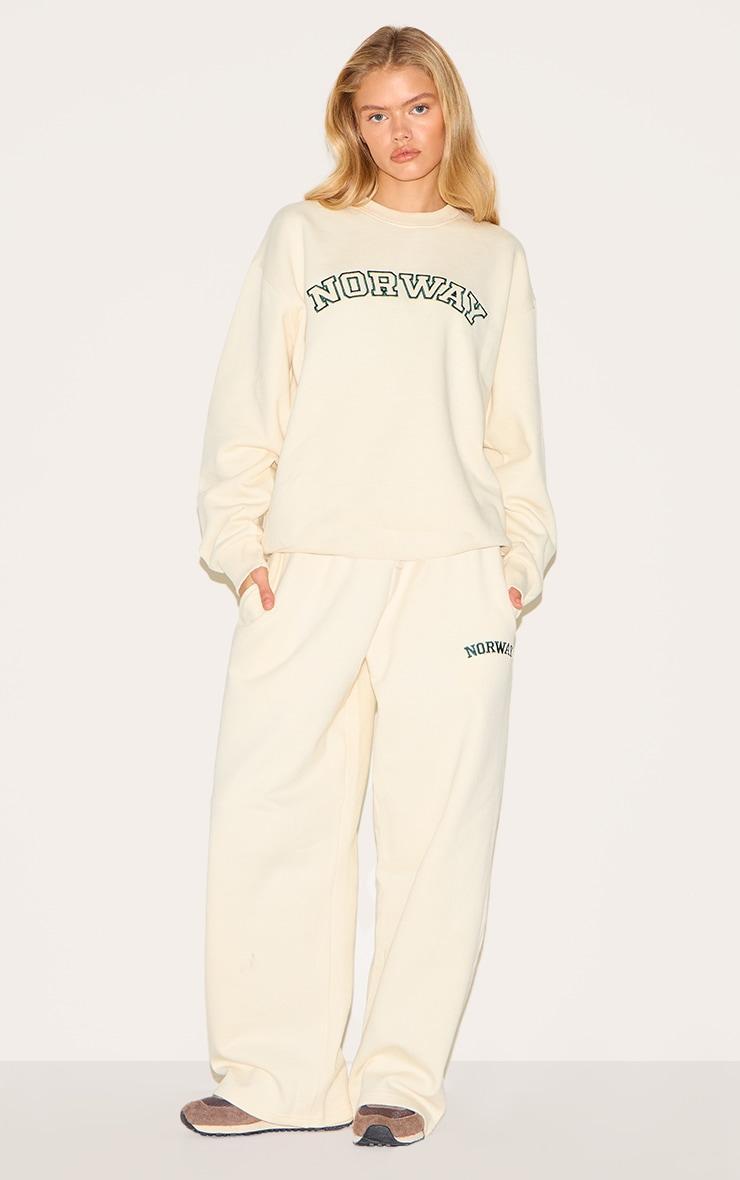 Cream Premium Norway Embroidered Sweatshirt Product Image