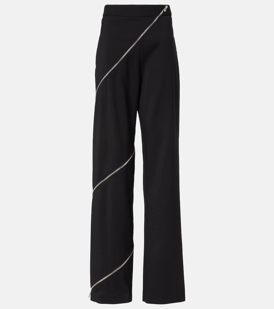 ALAÏA Spiral Cotton Wide-leg Pants In Black Product Image