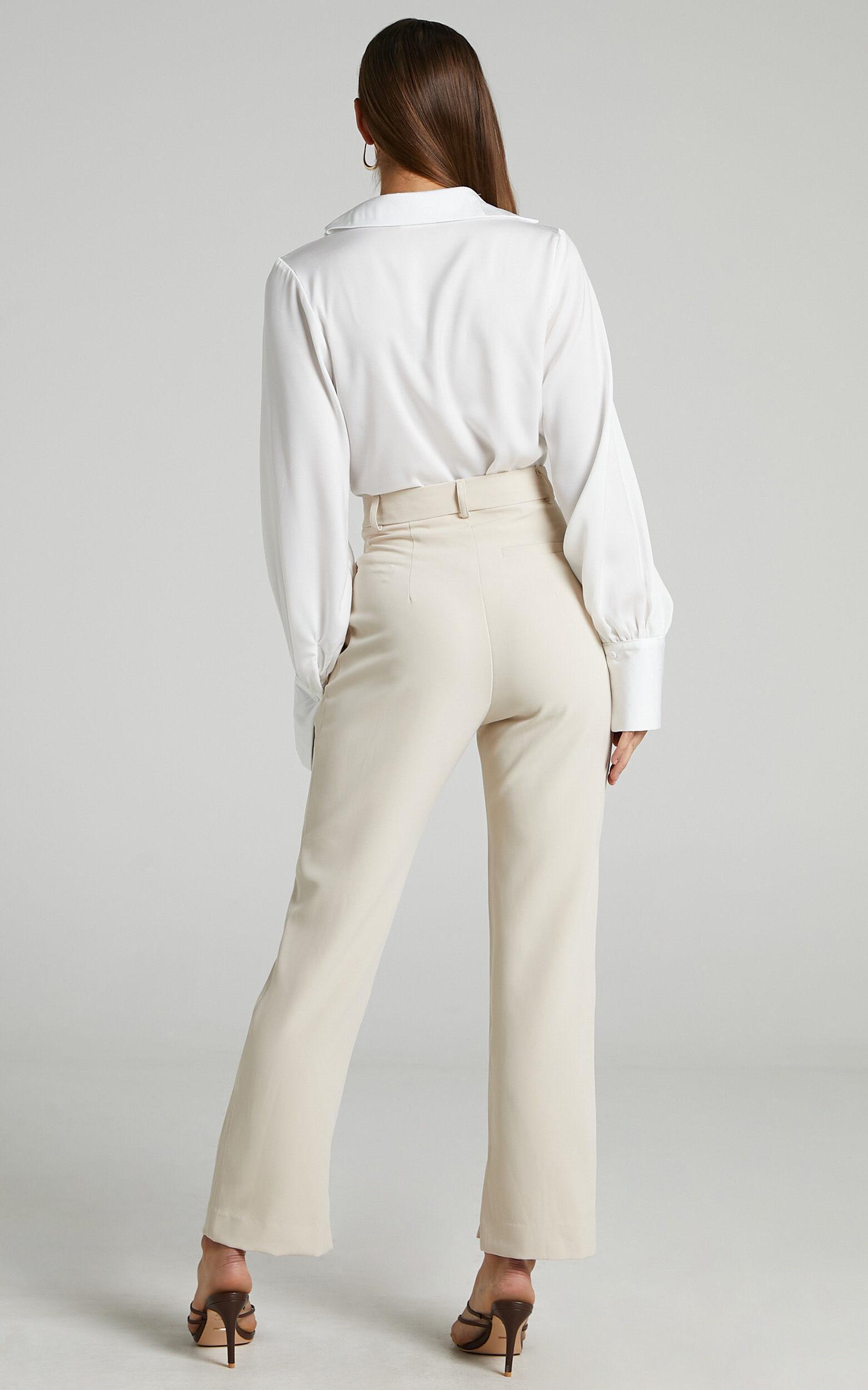 Rogers Pants - High Waisted Pants in Beige Product Image