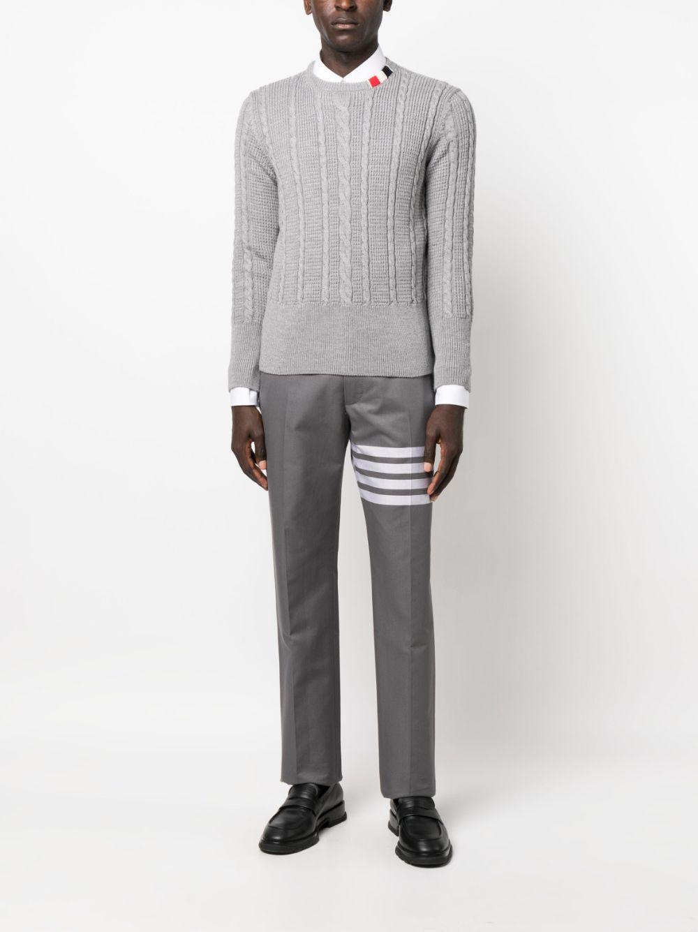 THOM BROWNE Rwb-stripe Cable-knit Wool Jumper In Grey Product Image