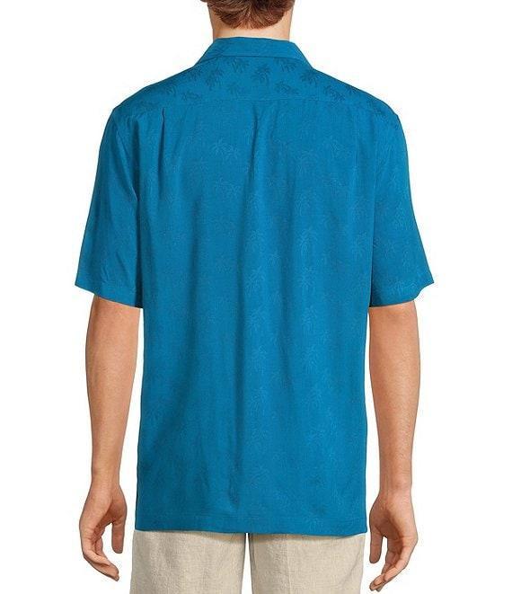 Caribbean Palm Trees Jacquard Short Sleeve Woven Camp Shirt Product Image