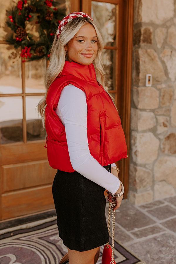 Urban Outing Faux Leather Puffer Vest in Red Product Image