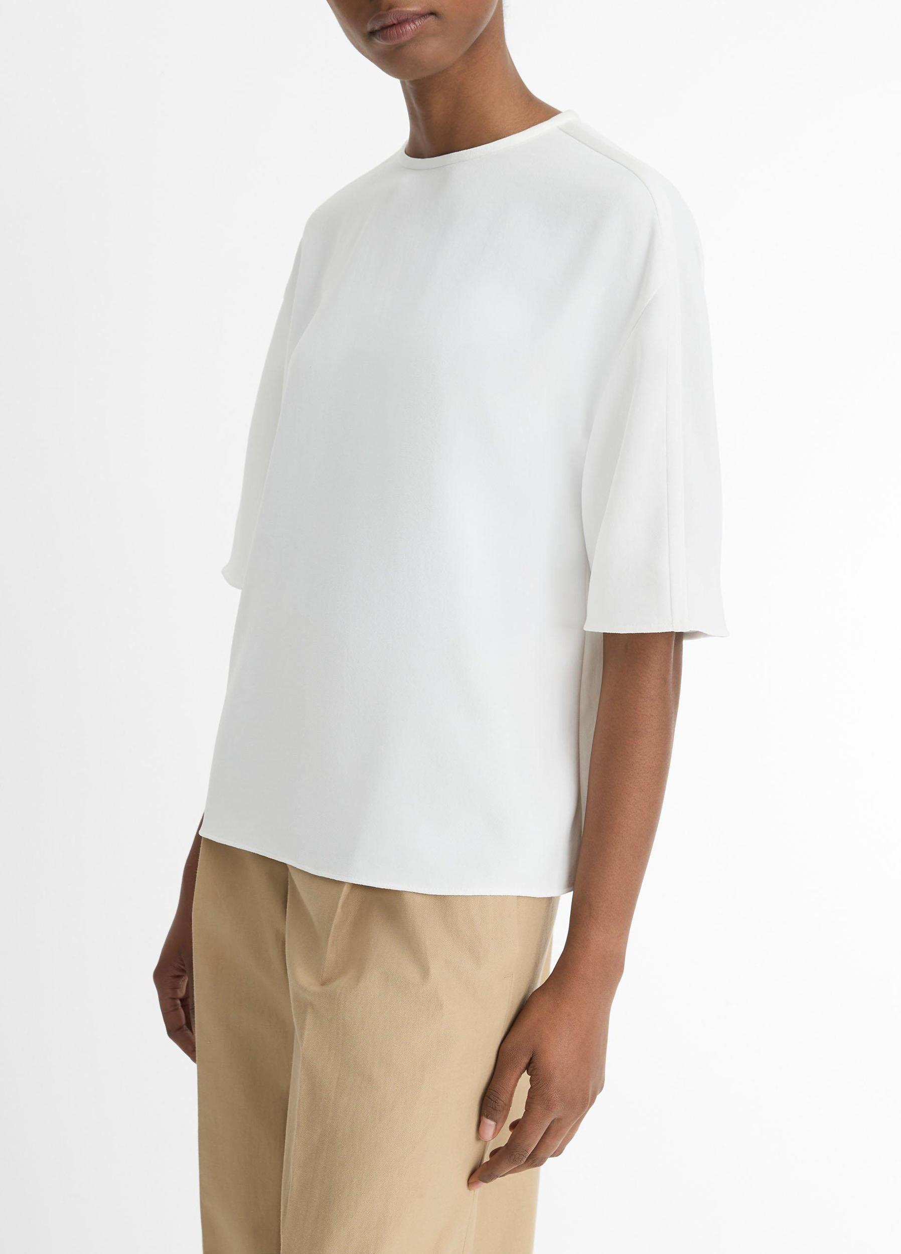 Satin-Trimmed Crepe T-Shirt Product Image