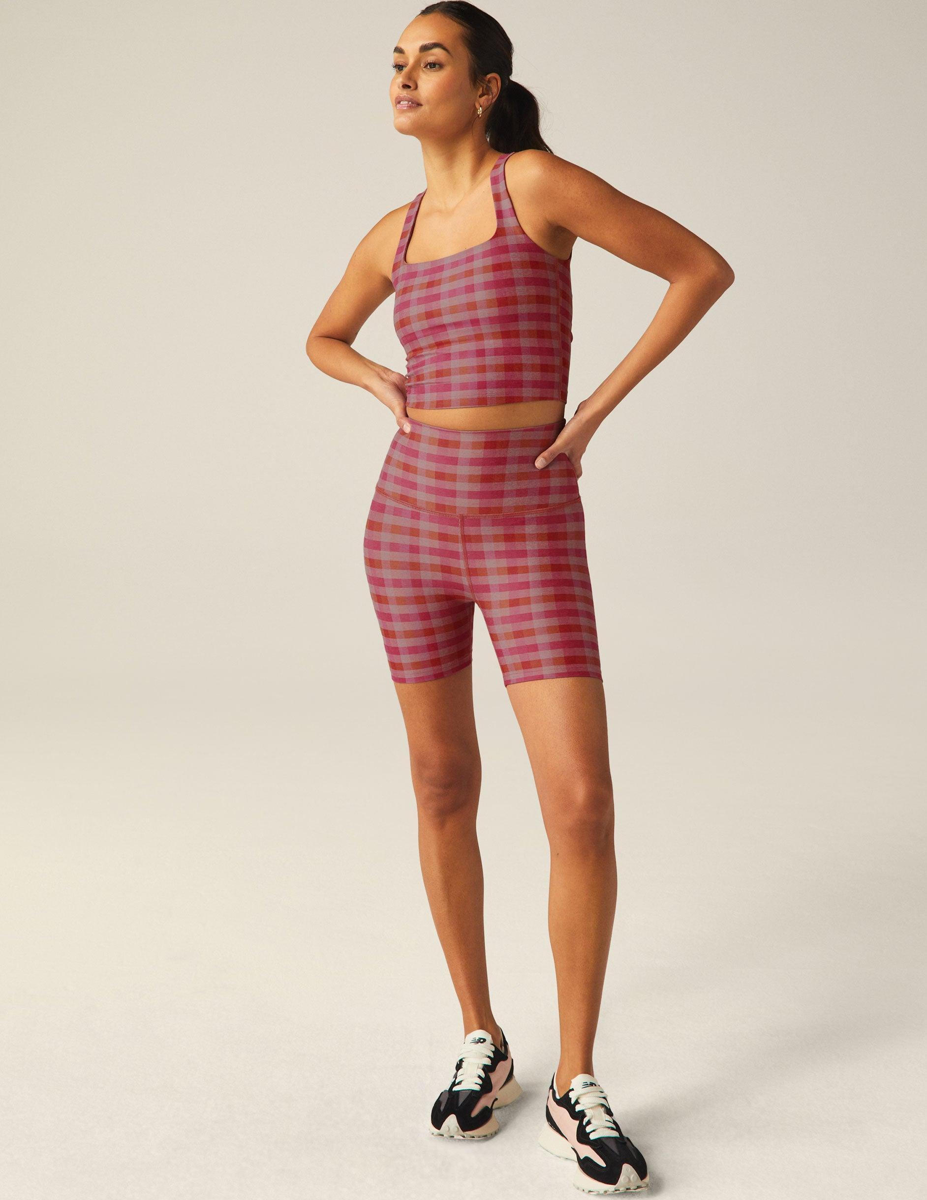 Pink Gingham SoftMark Keep Pace Biker Short Product Image