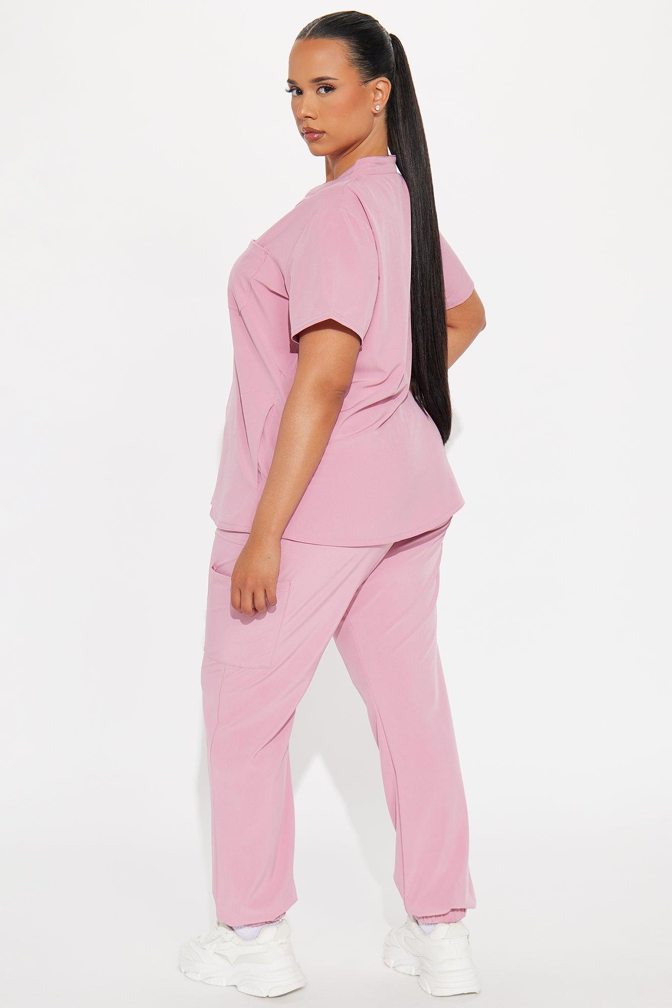 Take Care Stretch Scrub Uniform Jogger Set  - Mauve Female Product Image
