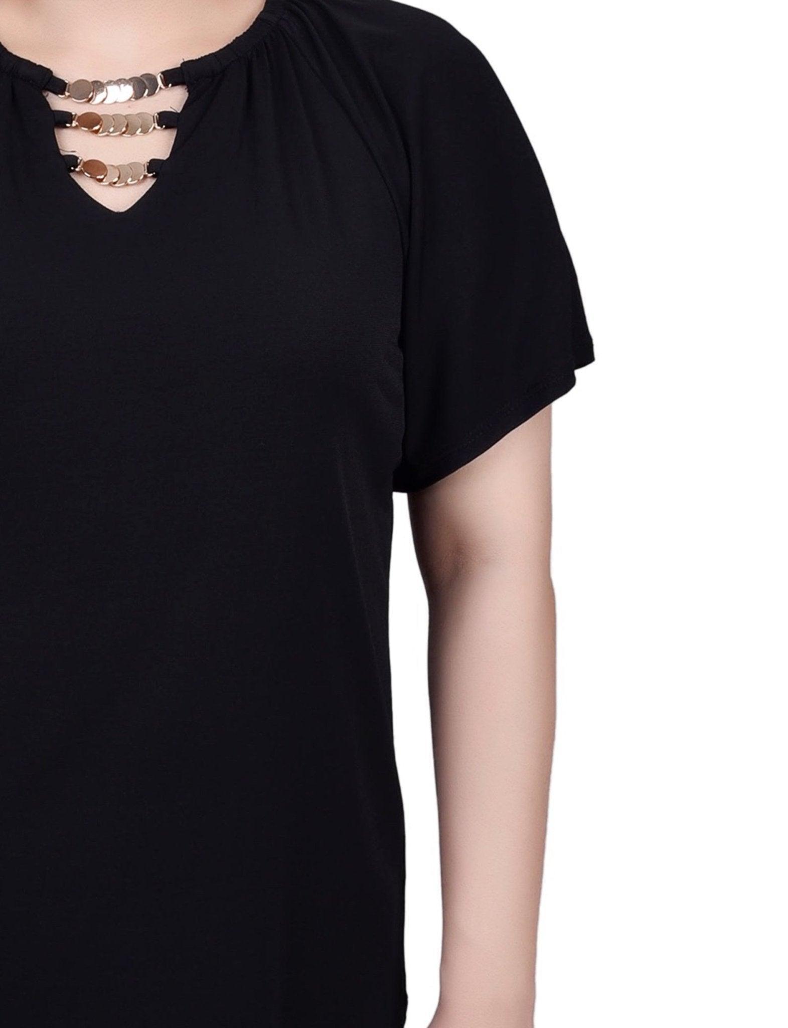 Raglan Sleeve Top With Chain Details - Petite Product Image