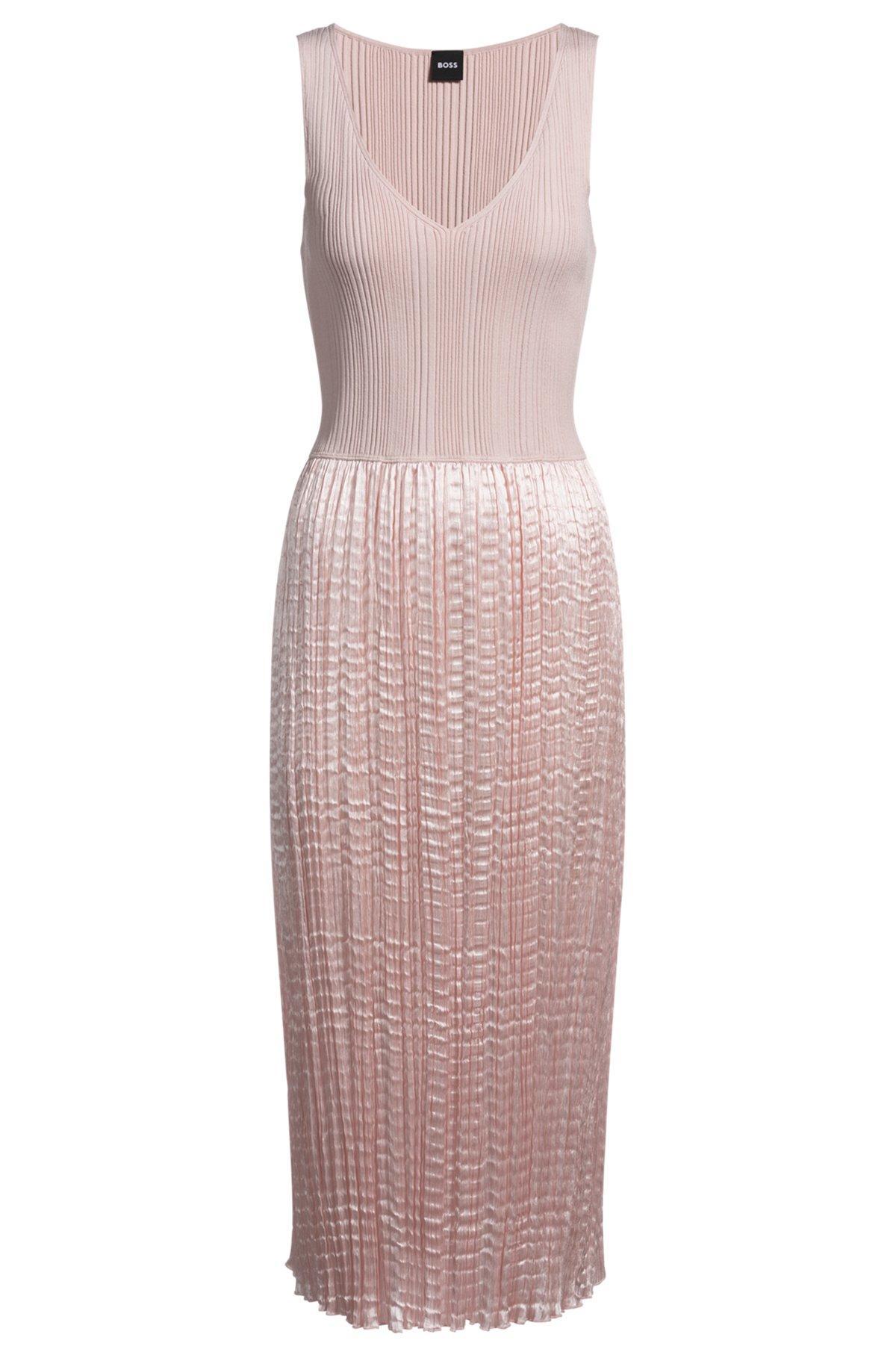 Knitted dress with lustrous structured skirt Product Image