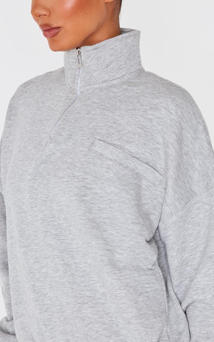 Ash Grey Oversized Quarter Zip Sweat Top Product Image