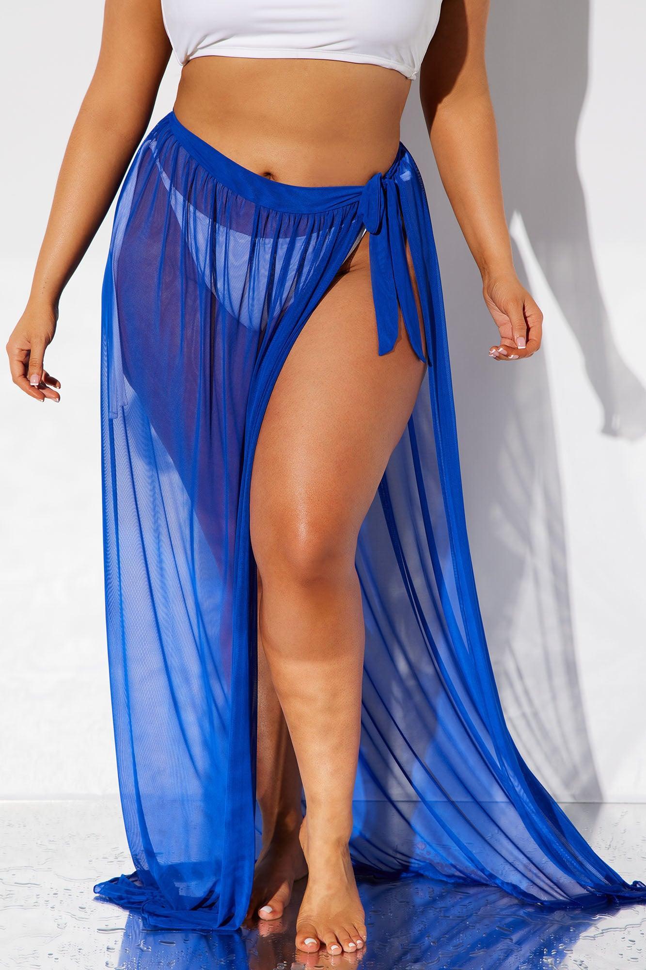 Maui Mesh Swim Tie Maxi Skirt - Royal Product Image