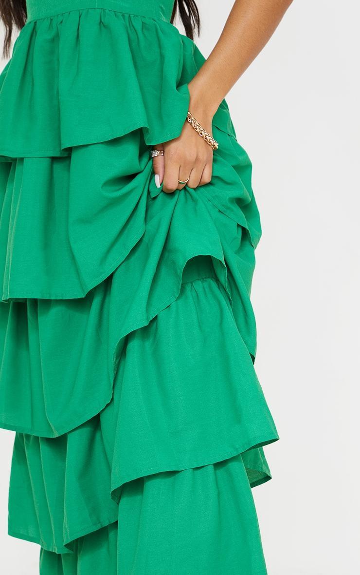 Bright Green Cup Detail Strappy Tiered Maxi Dress Product Image