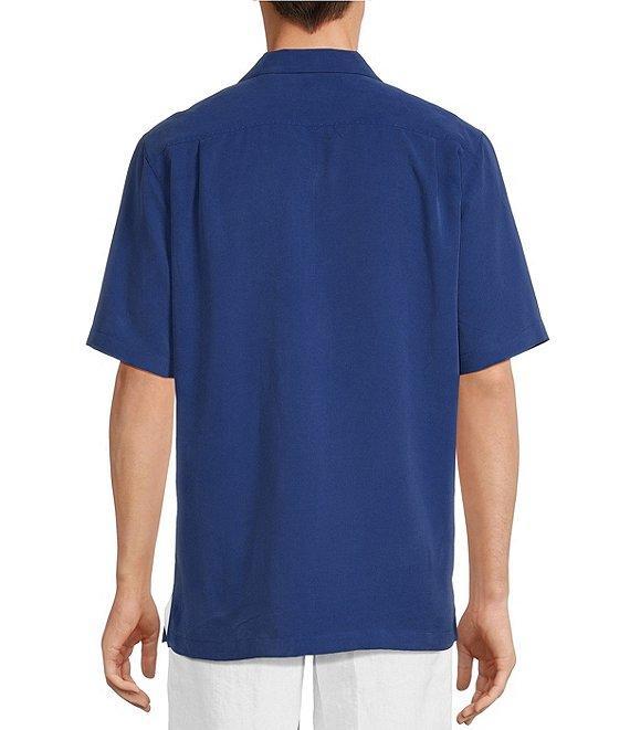 Caribbean Solid Pick Stitch Short Sleeve Woven Camp Shirt Product Image
