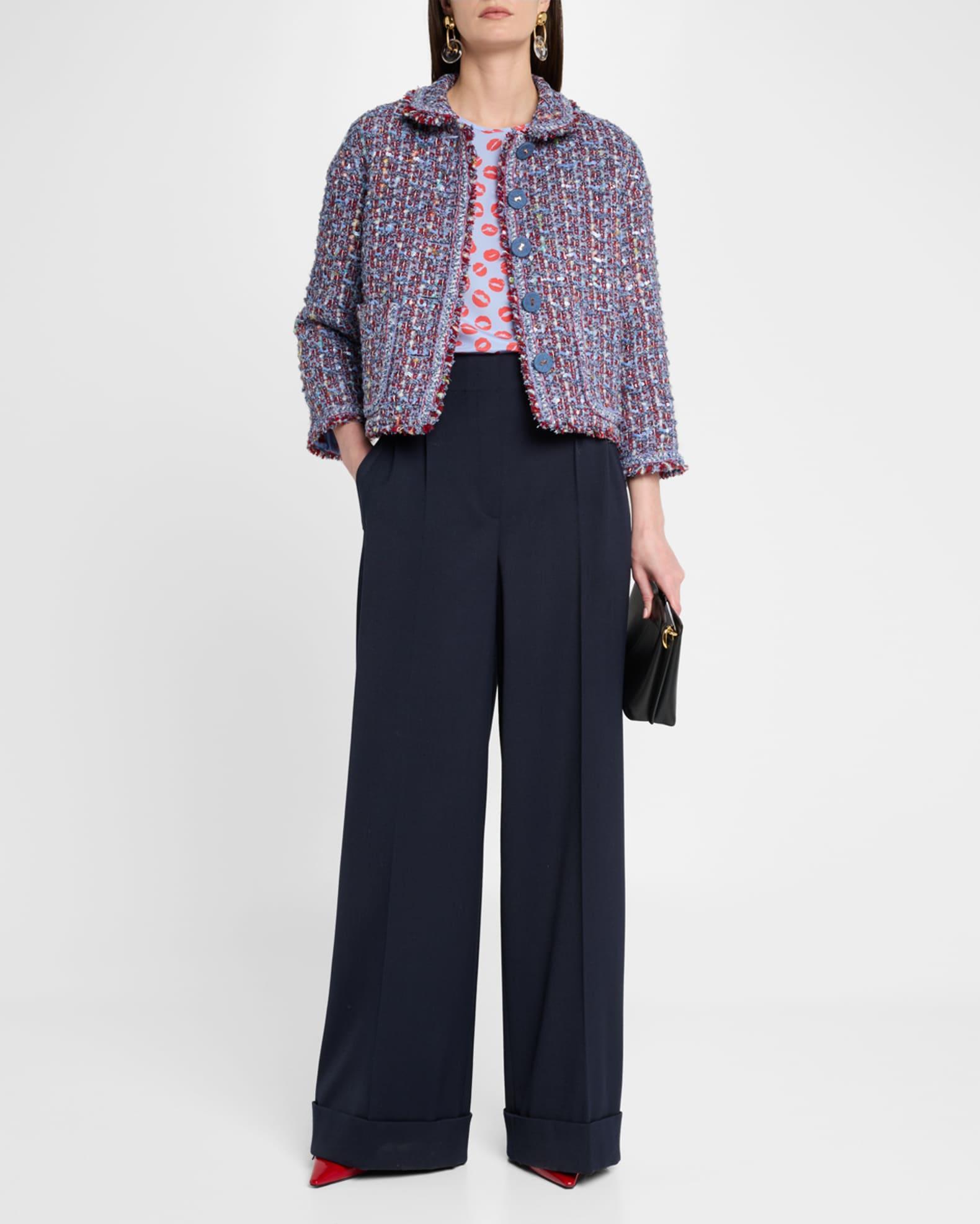 Wool-Blend Wide-Leg Cuffed Pants Product Image