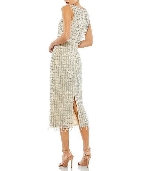 Mac Duggal Beaded Boat Neck Sleeveless Sheath Midi Dress Product Image