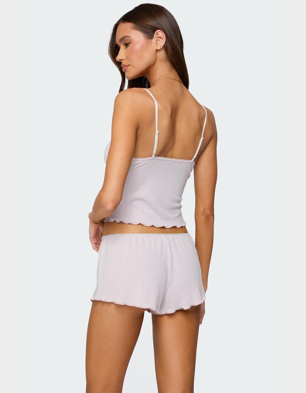 EDIKTED Sephi Lacey Pointelle Tank Top - LIGHT PINK Product Image