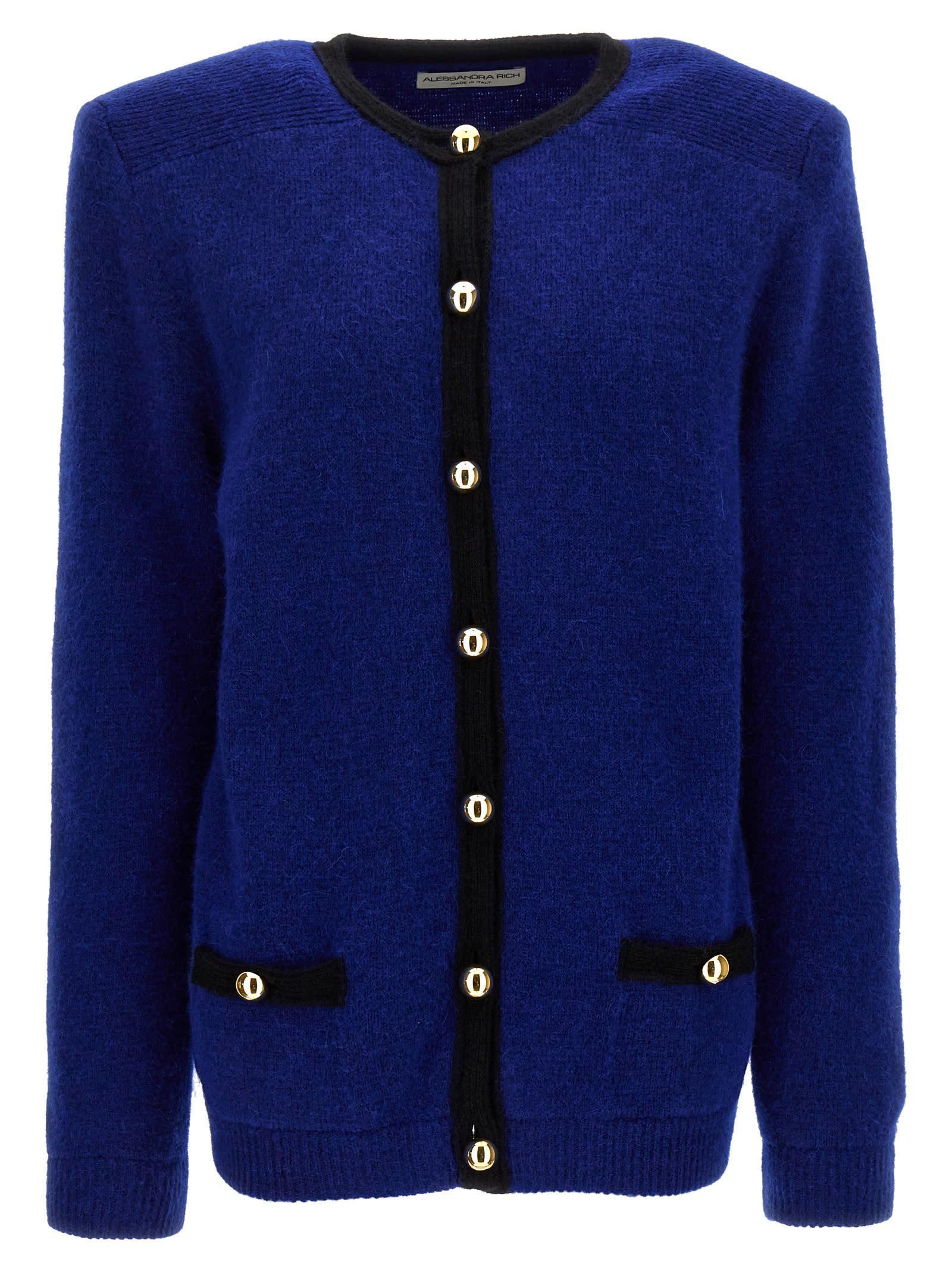 ALESSANDRA RICH Oversize Alpaca Blend Knit Cardigan In Bluette Product Image