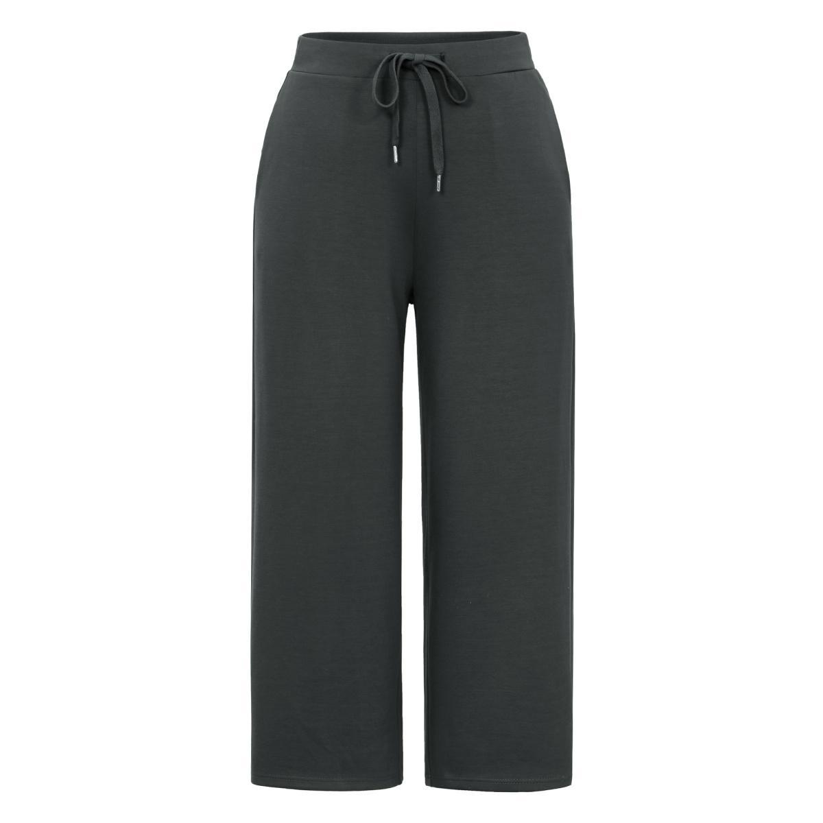 Plus Size Plain Wideband Waist Drawstring Pants Women DimGray Casual Straight Leg Mid Rise Dailywear Pants BloomChic 14-16/1X Product Image