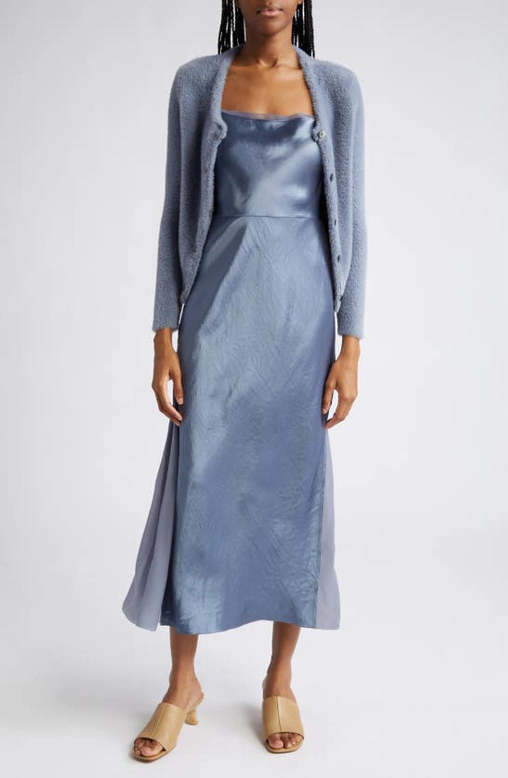 VINCE Sheer Panel Slip Dress In Iris Smoke Product Image