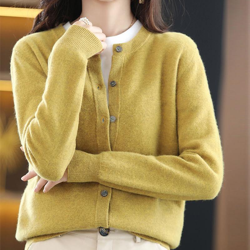 Plain Button-Up Cardigan Product Image