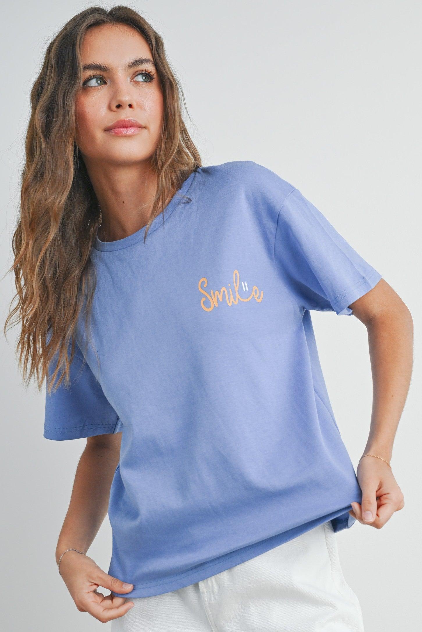 Smile Print T-shirt Product Image