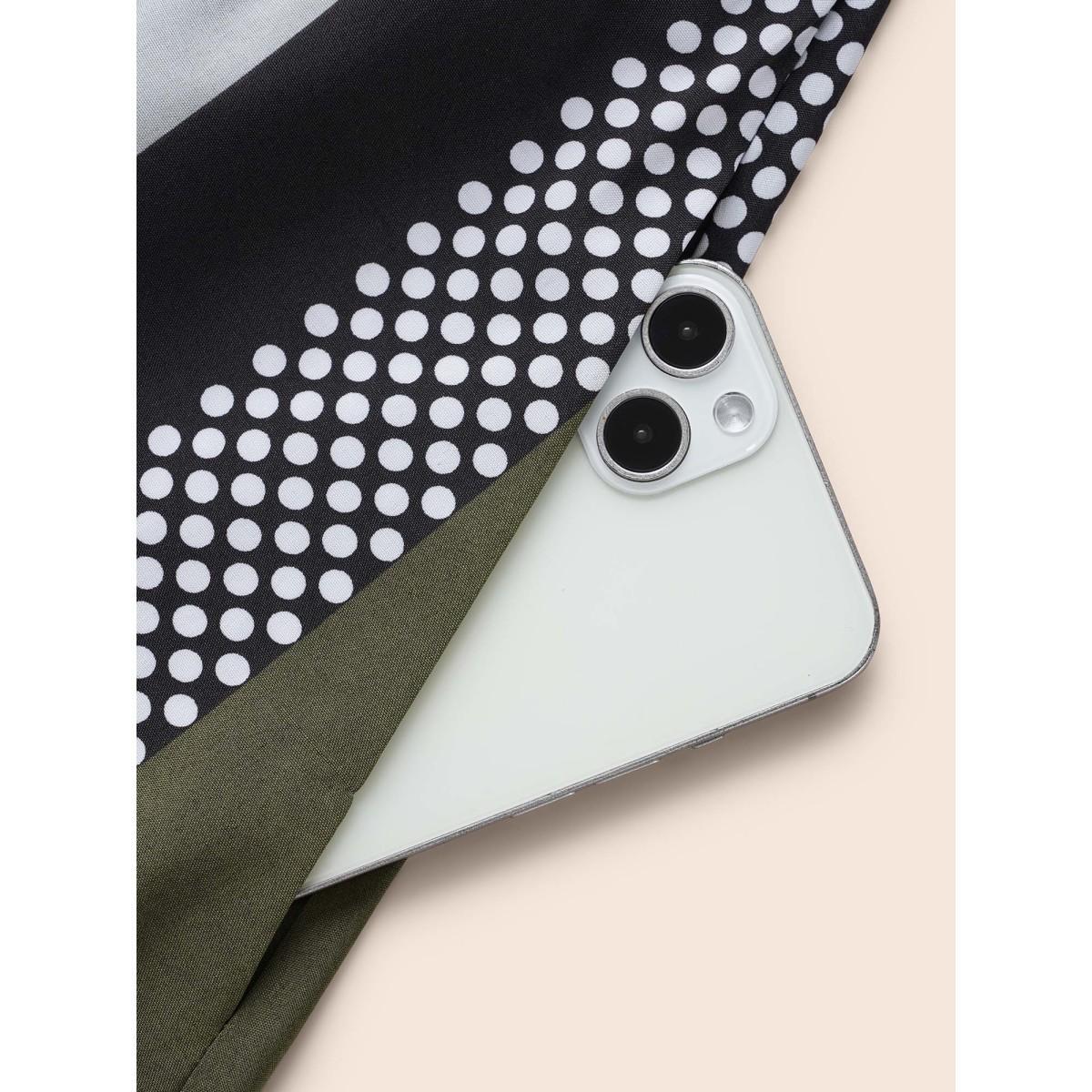 Plus Size Notched Geometric Patchwork Contrast Midi Dress ArmyGreen Women At the Office Non Flat collar with V-notch Short sleeve Curvy BloomChic 26/4X Product Image