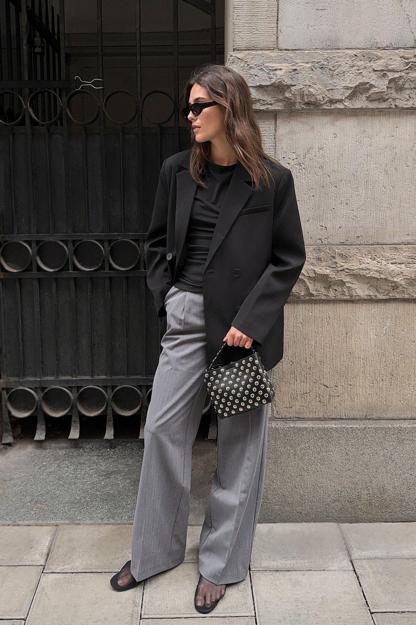 Wide High Waist Suit Pants Product Image