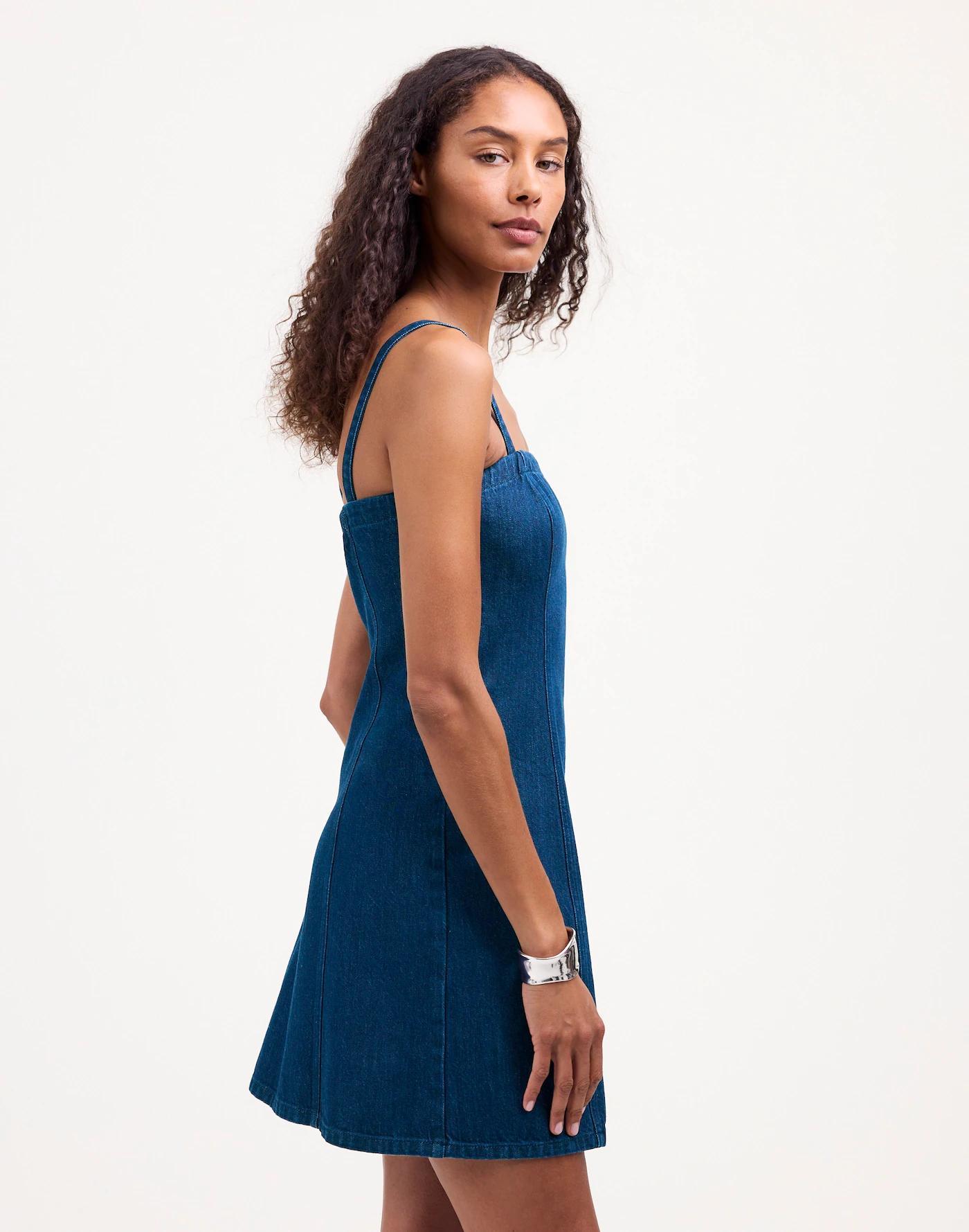 Denim Strapless Mini Dress in Maytown Wash Product Image