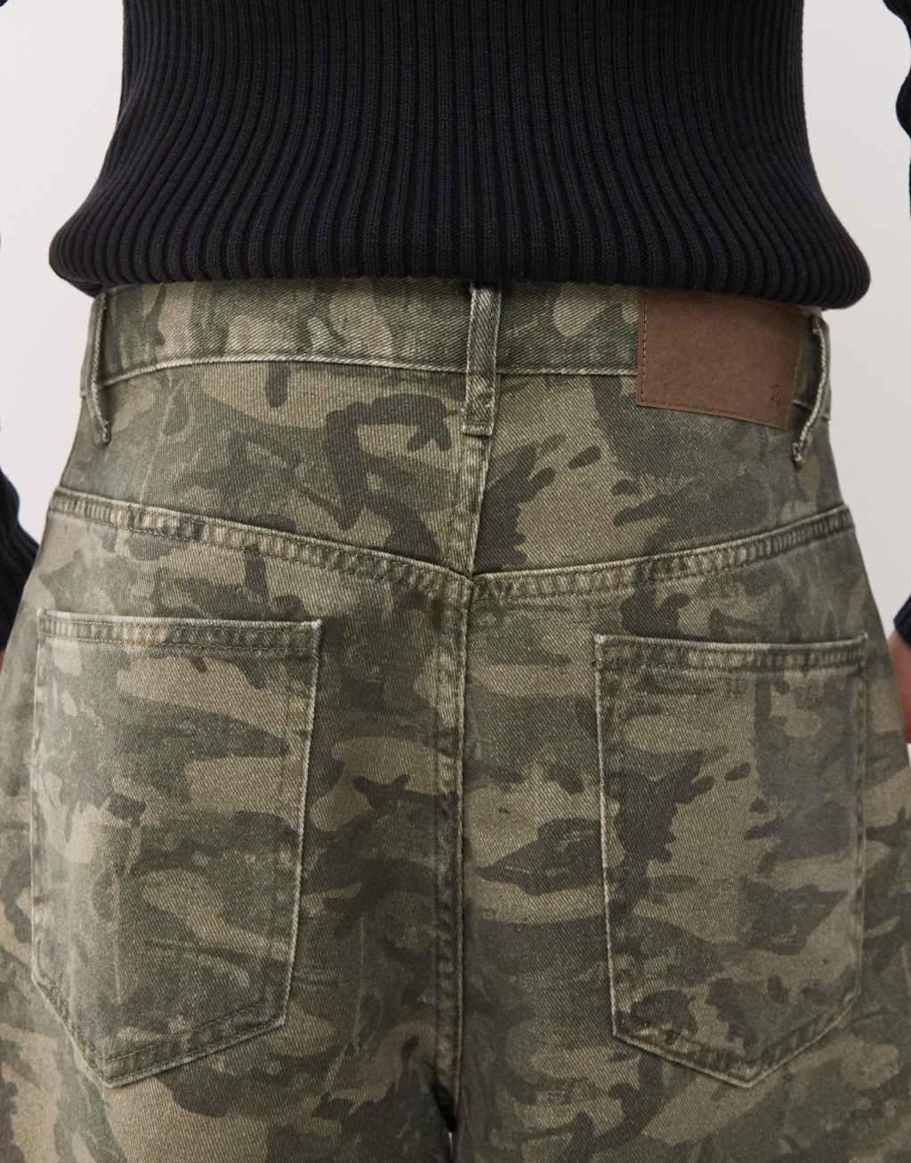 Reclaimed Vintage wide leg baggy camo print jeans Product Image