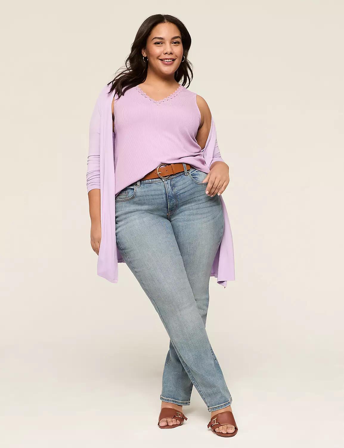 Lace-Trim Ribbed Tank Product Image