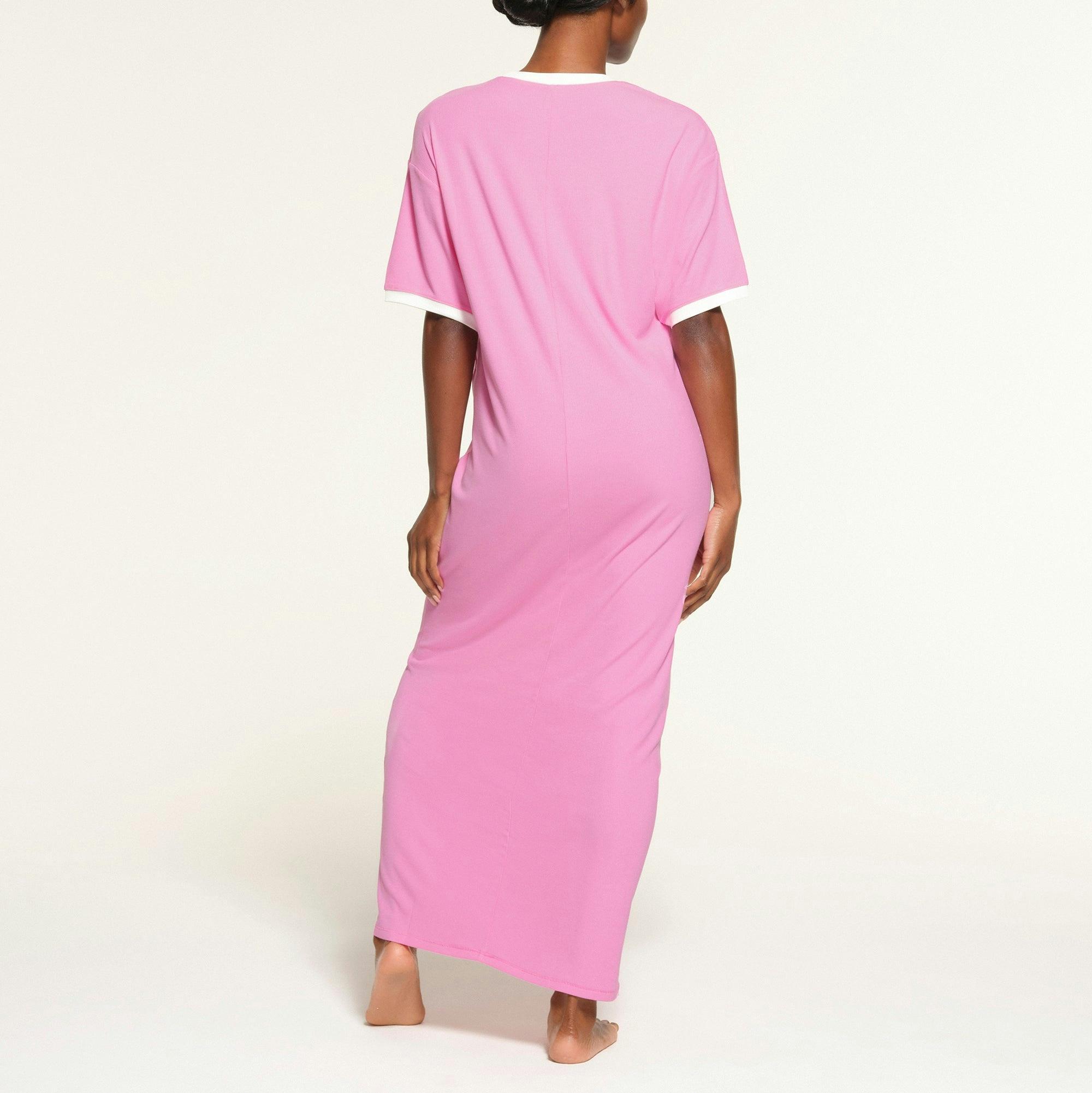 SOFT LOUNGE RINGER T-SHIRT LONG DRESS | BLUSH Product Image