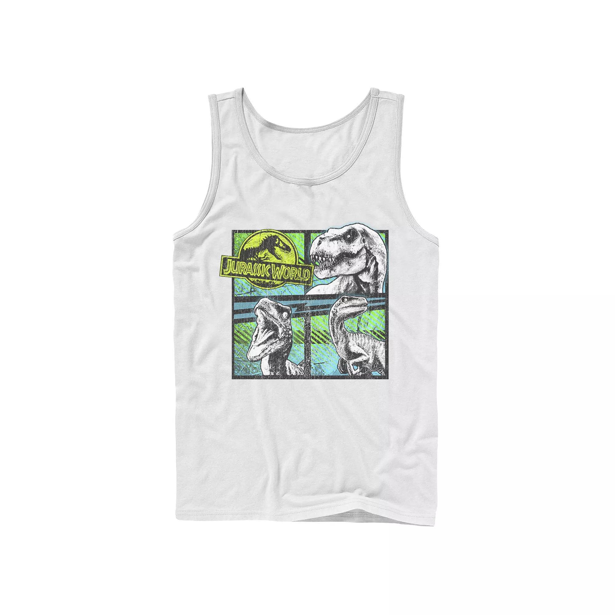Men's Jurassic World Dinosaurs Group Of 3 Neon Graphic Tank Top,  Product Image