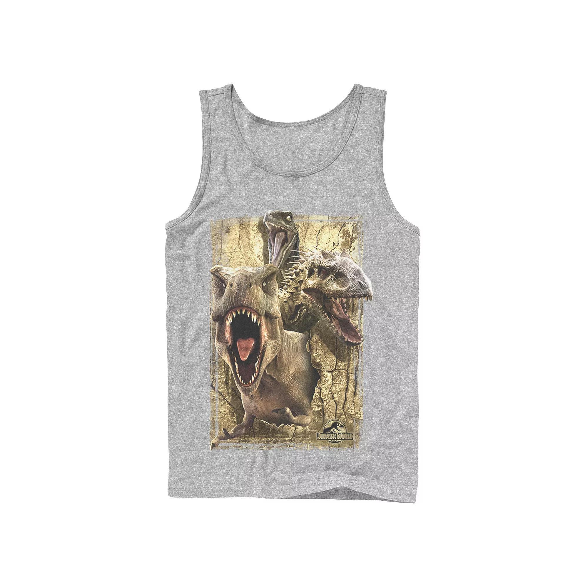 Men's Jurassic World T-Rex Indominus Rex & Raptor Tank Top,  Product Image