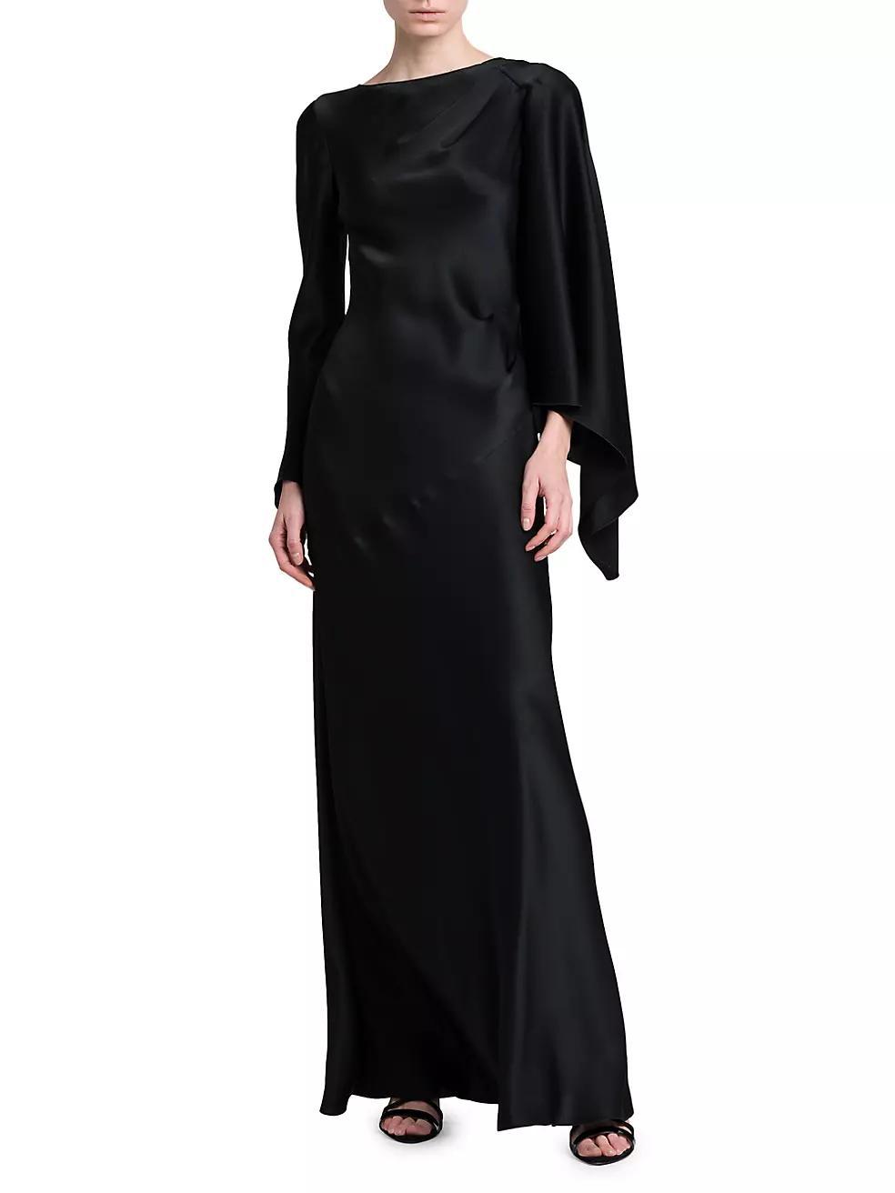 Cape-Sleeve Satin Dress Product Image