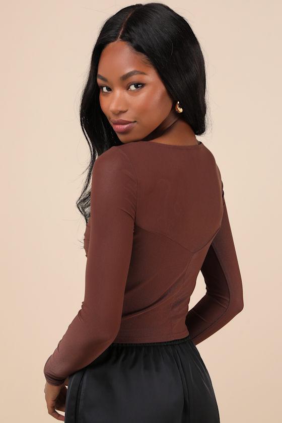 Memorable Flirt Brown Mesh Top Product Image